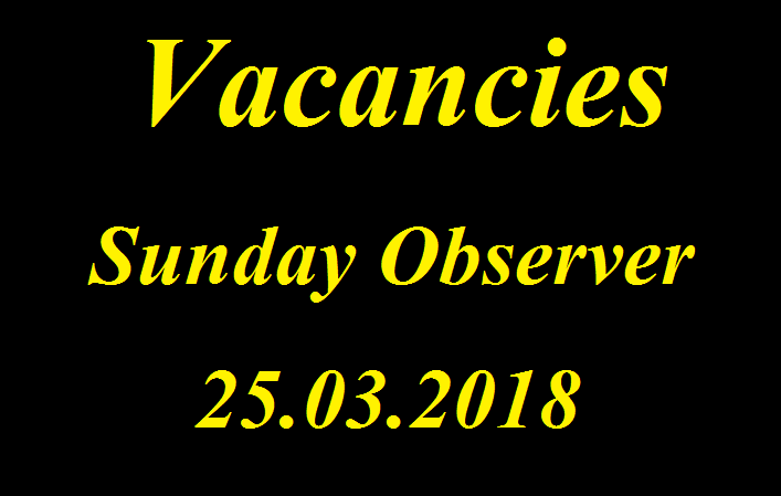vacancies Sunday Observer 25.03.2018