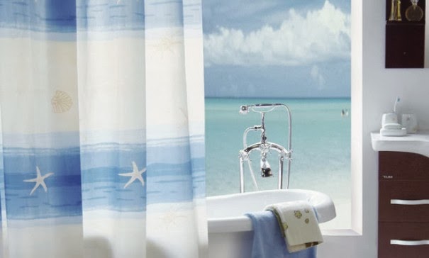 Beach Themed Shower Curtains, Seaside Themed Shower Curtains