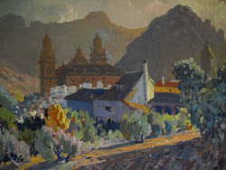Vista de la catedral de Jaén desde la Senda de los Huertos -Óleo del pintor jiennense Rufino Martos
