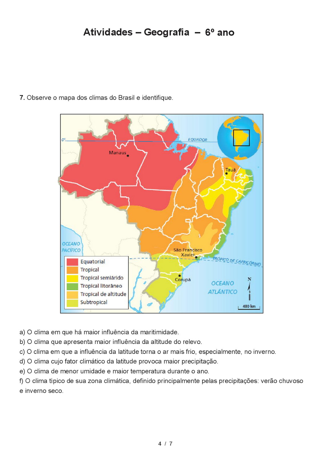 ATIVIDADES GEOGRAFIA 6° ANO EXERCÍCIOS PROVAS AVALIAÇÕES (IMAGENS