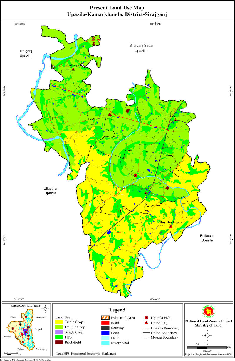 Kamarkhand Upazila Mouza Map Sirajganj District Bangladesh