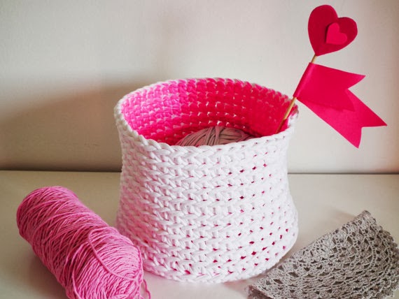 neon crochet baskets - handpainted - looping home
