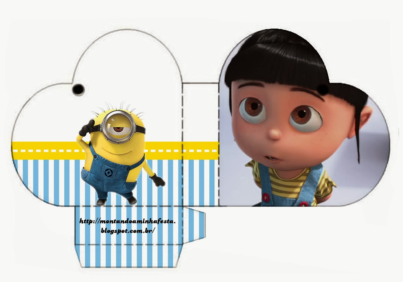 Despicable Me: Cute Free Favor Boxes. Heart box.