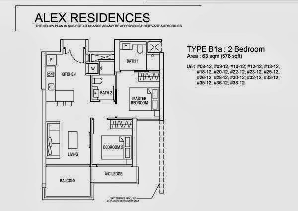 Alex Residences 2 Bedroom Floor Plan