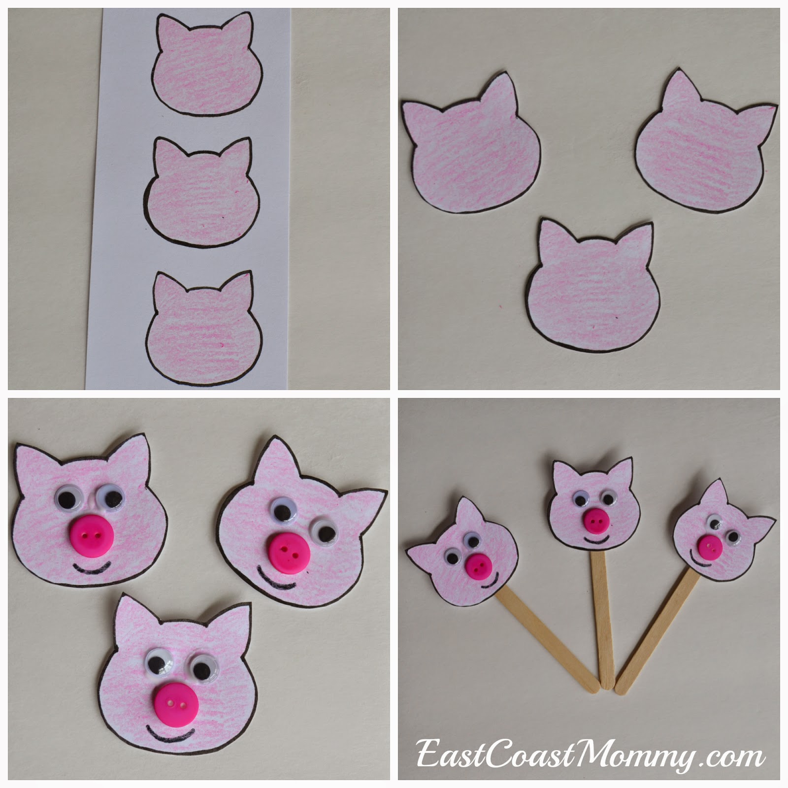 East Coast Mommy Number Crafts Number THREE The Three Little Pigs