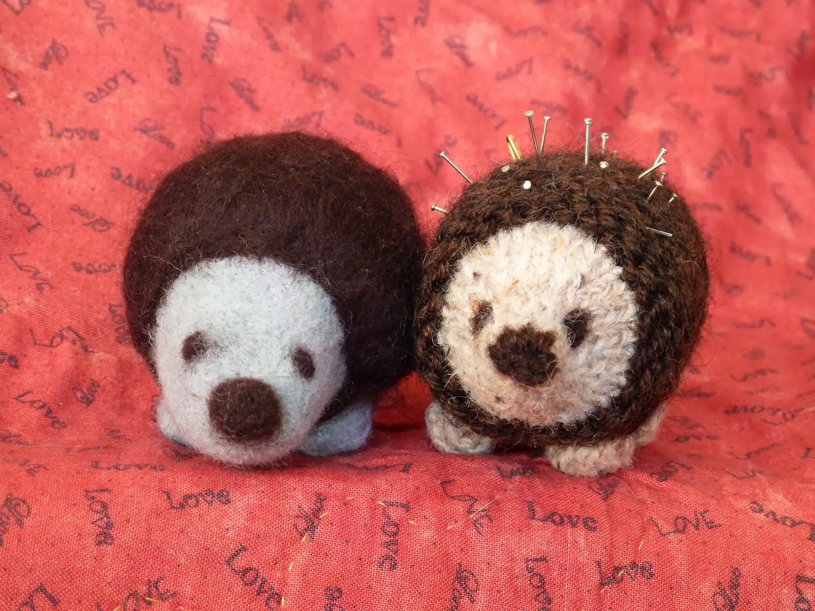 Needle felted and knitted hedgehog