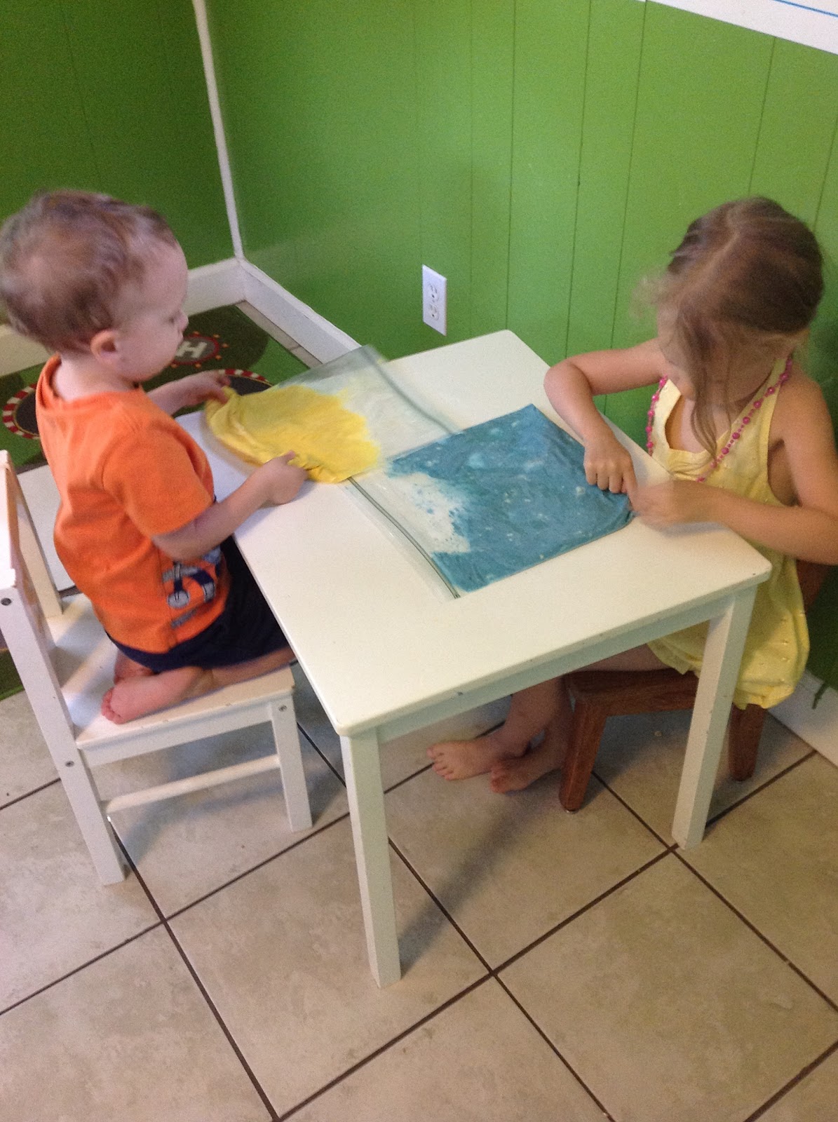 The Unlikely Housewife Fun with Flour, Water and Food coloring....