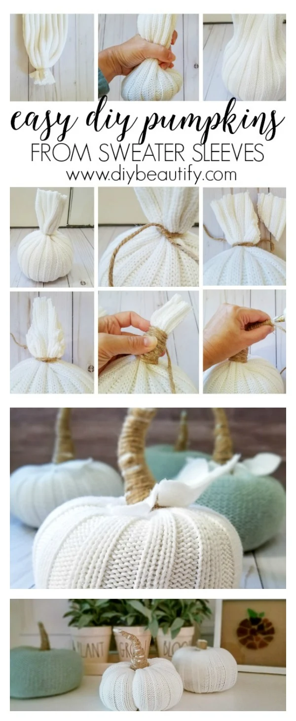 how to make sweater pumpkins, step by step