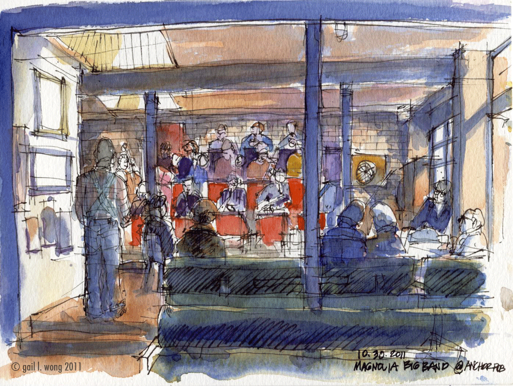 GLWSKETCHWORKS Sunday PM the Anchor Pub with Magnolia Big Band