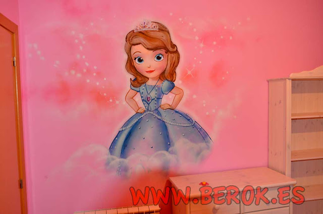 Graffiti Frozen princesa Sofía para habitación de niña