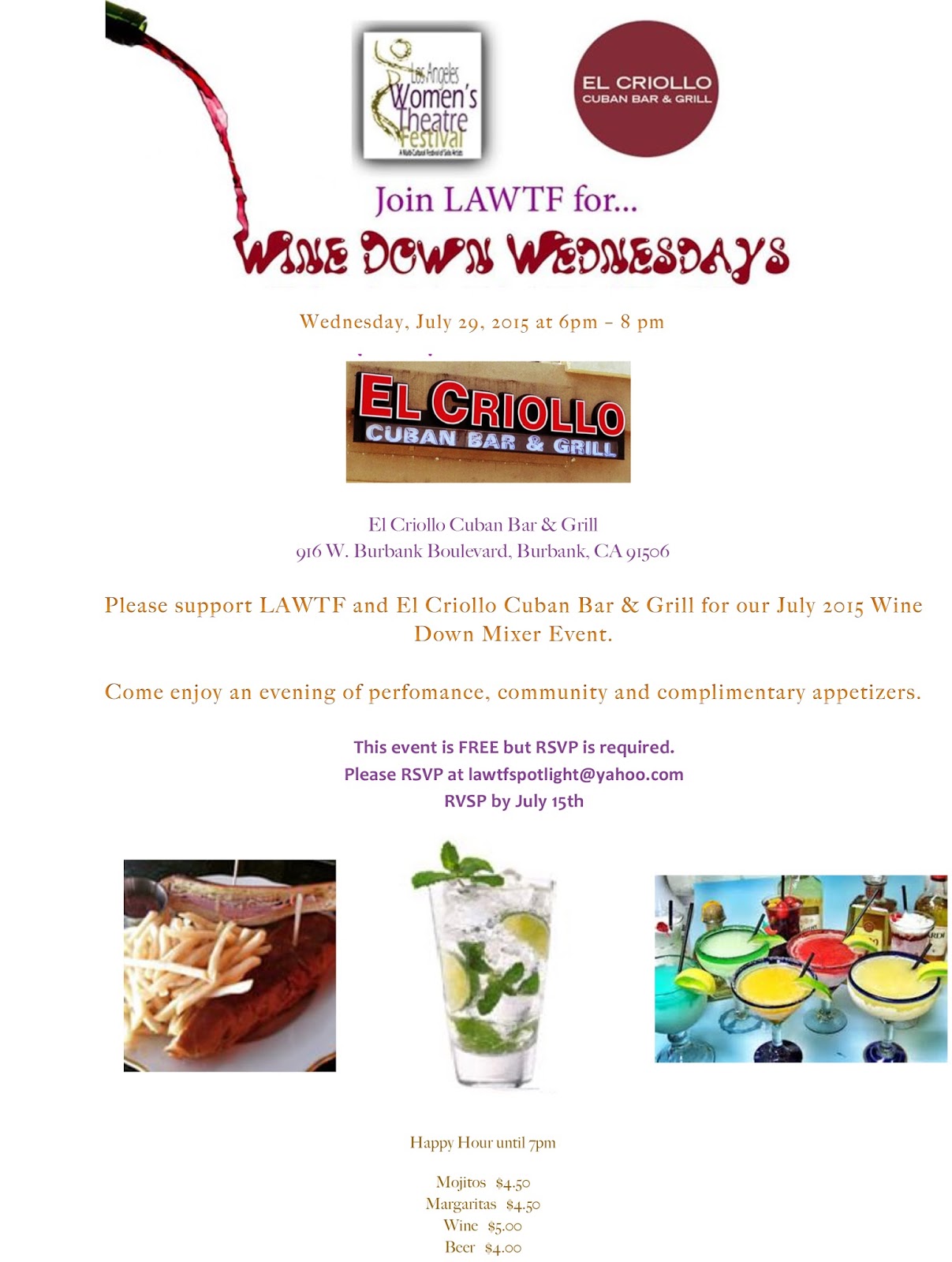 Los Angeles Women's Theatre Festival Wine Down Wednesday July 2015