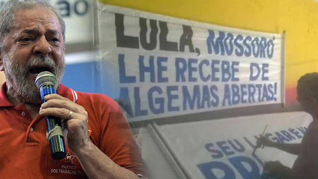 Resultado de imagem para Cidadãos de Mossoró recebem Lula de 'algemas abertas' e foto de faixas viraliza na web
