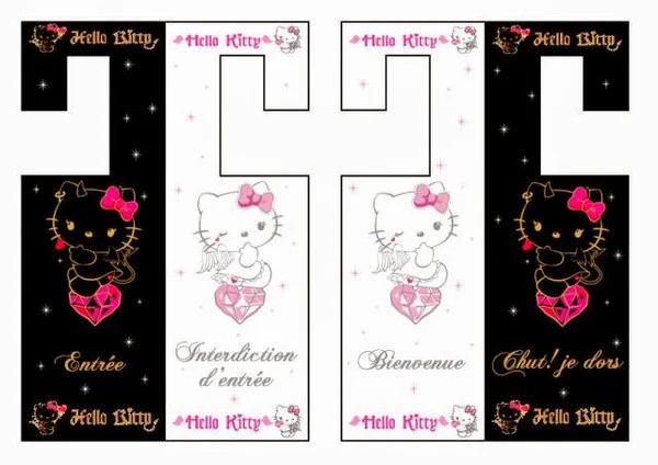 Fiesta de Hello Kitty: Señales para Puerta para Imprimir Gratis.