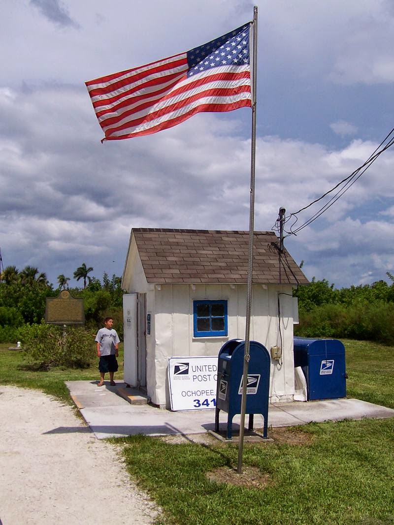 The 8-foot-by-7-foot tool shed on the edge of the Everglades National Park in Ochopee, Florida. In an era where hundreds of post offices have been closed to save money, this post office survives on more than cuteness.