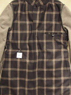 ts(s) "3 Button Long Jacket in Window Pane Plaid Wool Bonded Cloth"