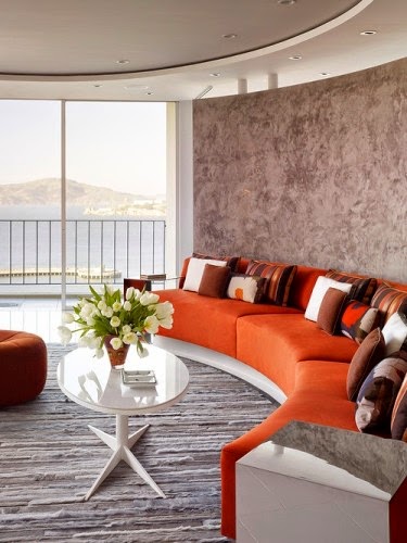 Salas en naranja y gris - Decoración de salas con estilo