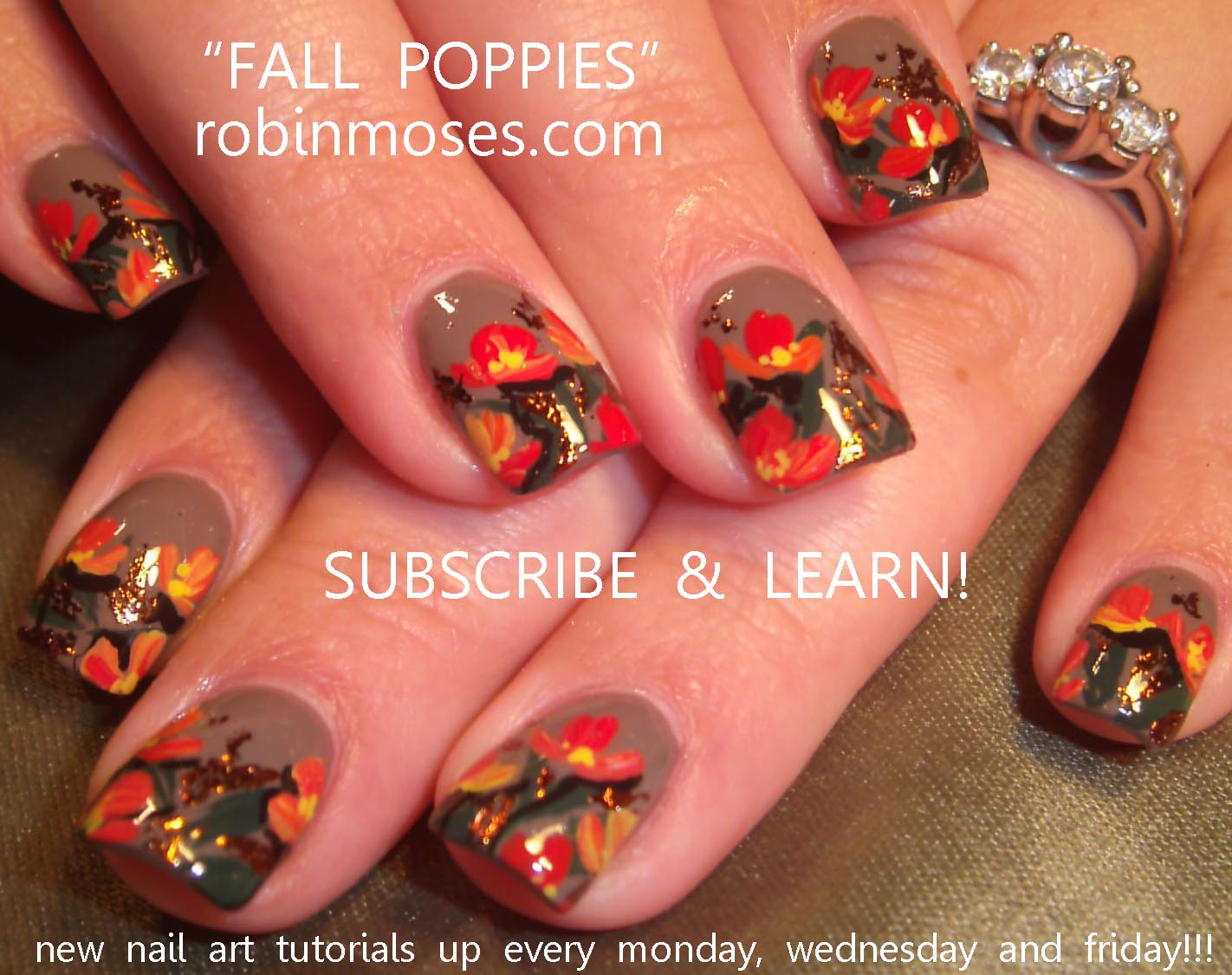 fall flower nail design 2024