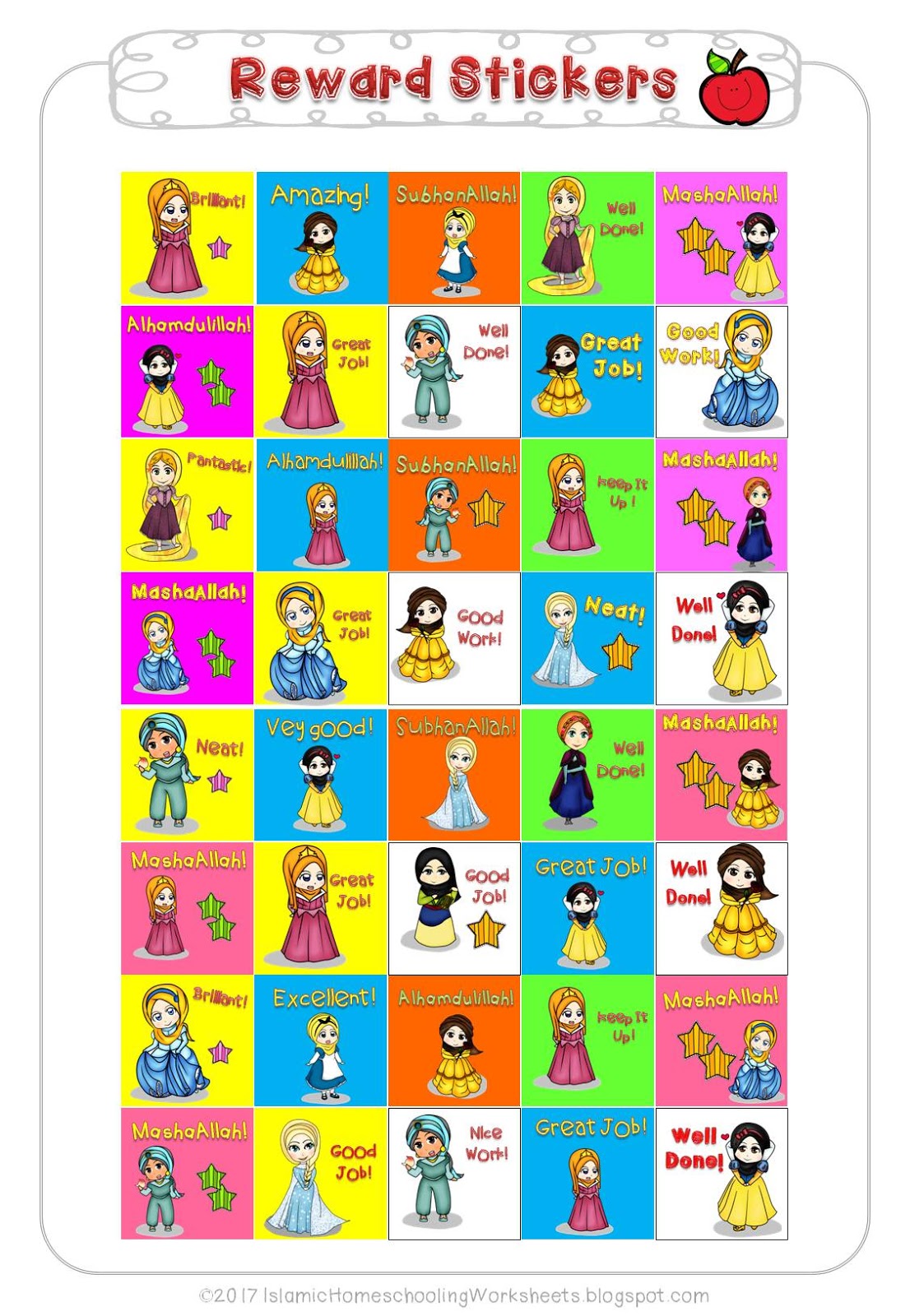 FREE Disney Princess Preschool Pack - Islamic Version ~ Islamic