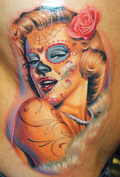 Tatuaje de Marilin Monroe como Catrina
