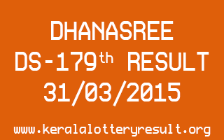 DHANASREE DS 179 Lottery Result 31-3-2015