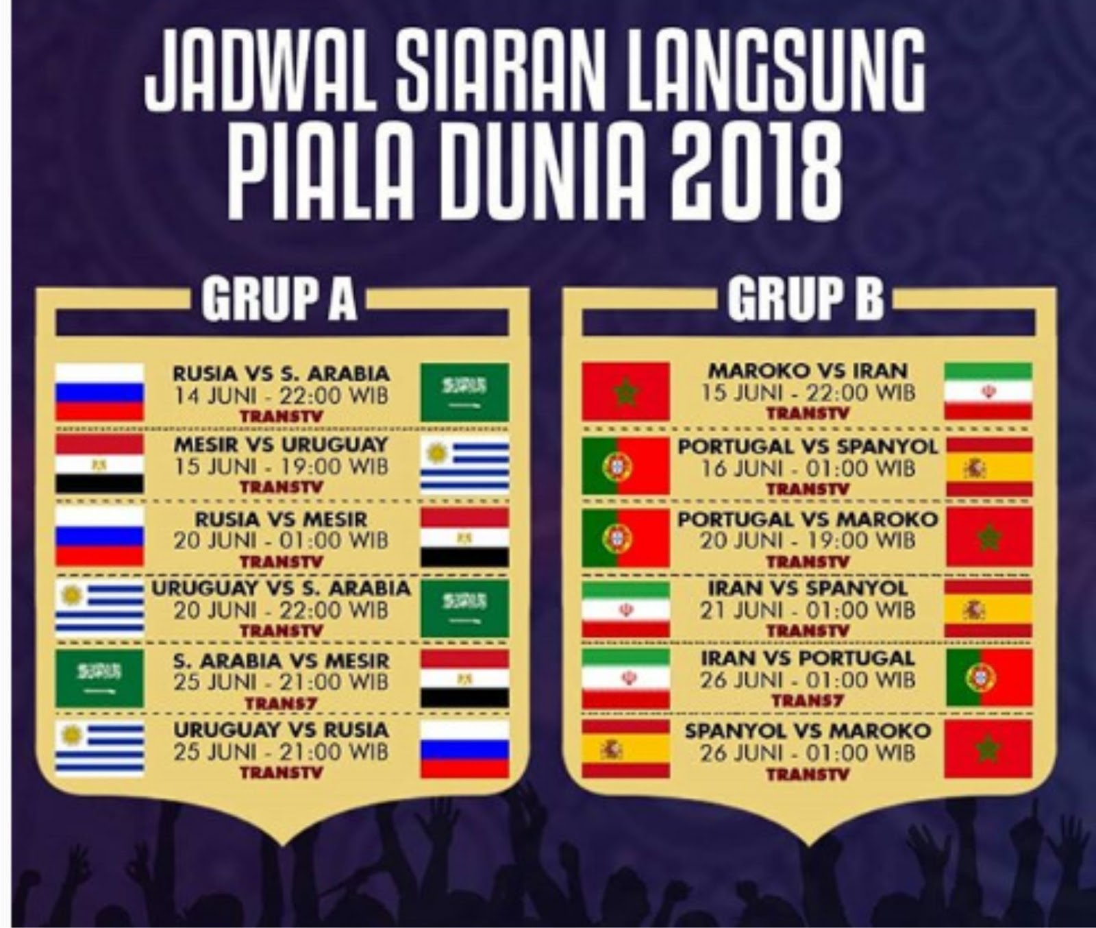 Bronang: Jadwal Piala Dunia 2018