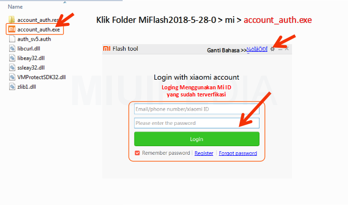 cara loging mengunakan aku mi ID pada aplikasi account_auth Mi Flashtools cara loging mengunakan aku mi ID pada aplikasi account_auth Mi Flashtools
