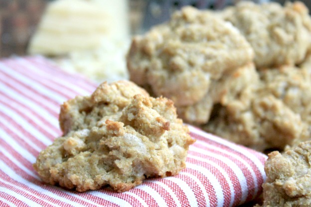 Stone ground whole white flour & sharp cheddar give these cheese drop biscuits extra flavour.