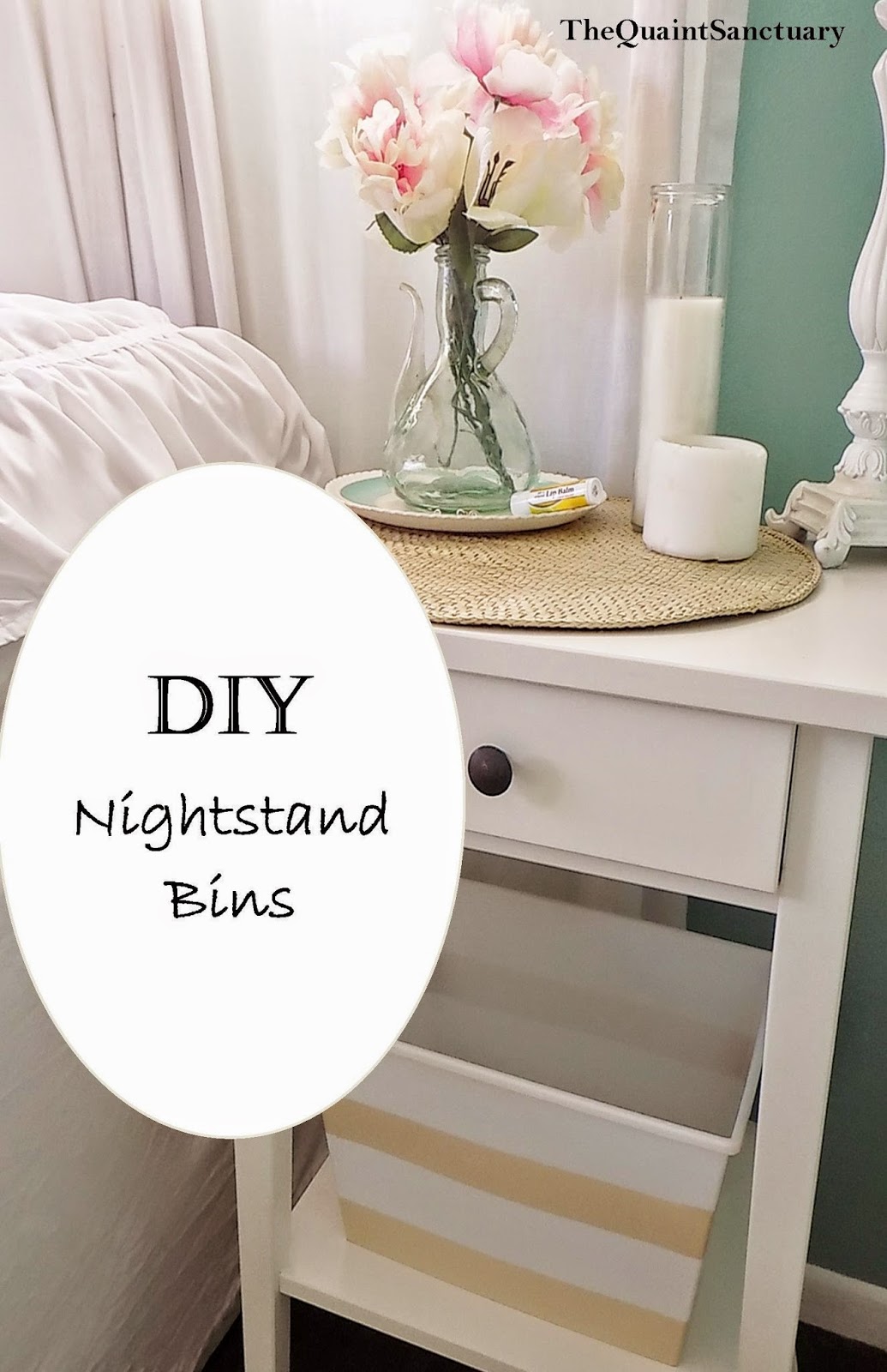 The Quaint Sanctuary { DIY Striped Dollar Store Bins }