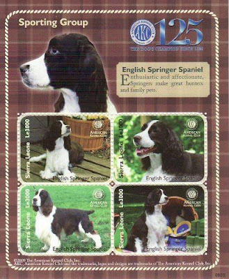 2009年シエラレオネ共和国　イングリッシュ・スプリンガー・スパニエルの切手シート