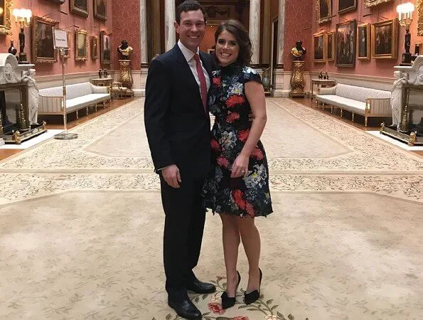 Princess Eugenie wore Erdem Hetty embroidered silk-organza mini dress. Princess Eugenie and Jack Brooksbank got engaged