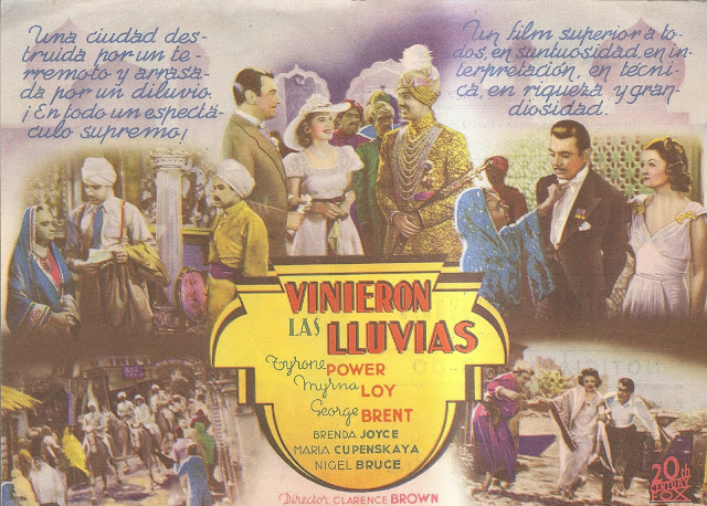 Programa de Cine - Vinieron las Luvias - Tyrone Power - Myrna Loy