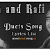Best of Lata and Rafi Duets Song Lyrics List