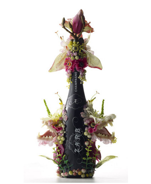 floral champagne bottle