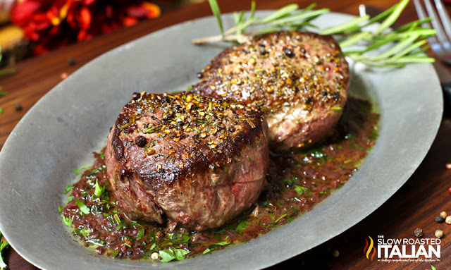 Pan Seared Filet of Sirloin Steaks with Red Wine Sauce