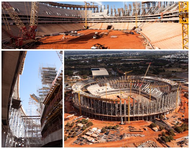 Situação das obras do Estádio Nacional de Brasília Mané Garrincha em julho de 2012