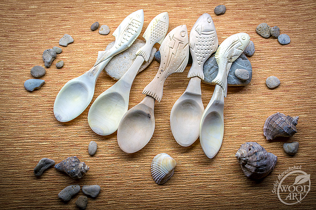 WOODCARVING / Різьблення по дереву Різьблені ложки "Риба" / Carved