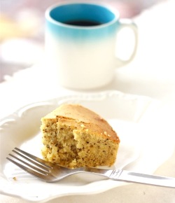 cake recipe made with earl grey tea leaves, bergamot zest, and vanilla paste