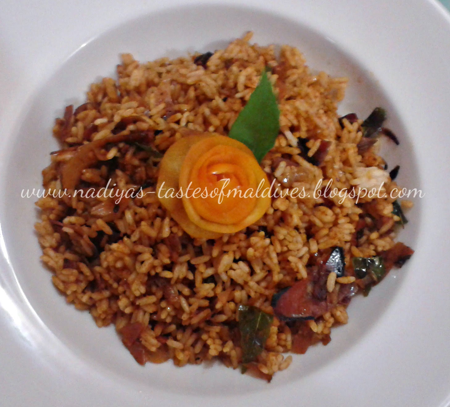 Nadiya's Tastes Of Maldives Tomato Paste Fried Rice with Dried Tuna Chips