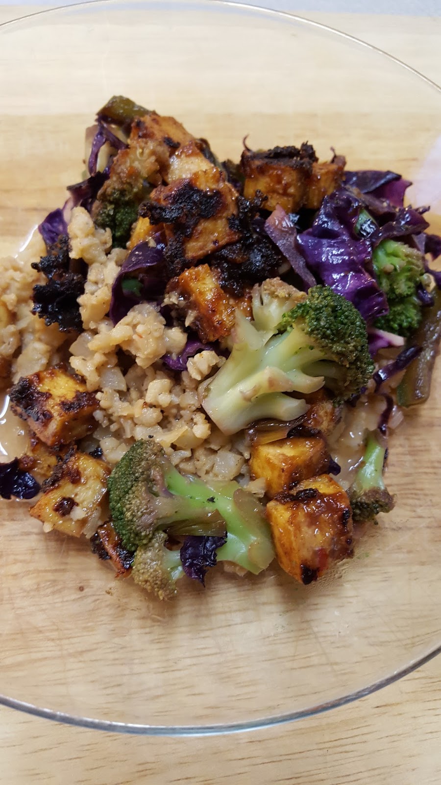 Crispy Almond Tofu, Cauliflower Rice & Veggie Stirfry Taste and Tell