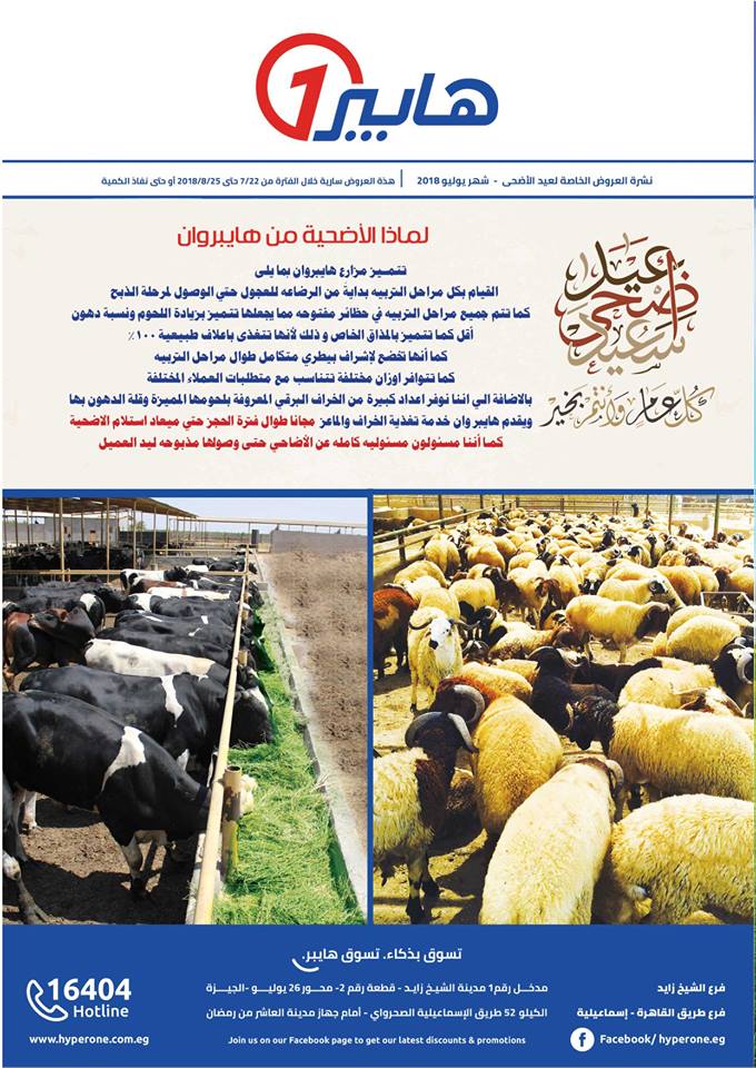 اسعار اضاحى العيد 2018 فى هايبر وان حتى 25 اغسطس 2018 اسعار اضاحى العيد 2018 فى هايبر وان حتى 25 اغسطس 2018