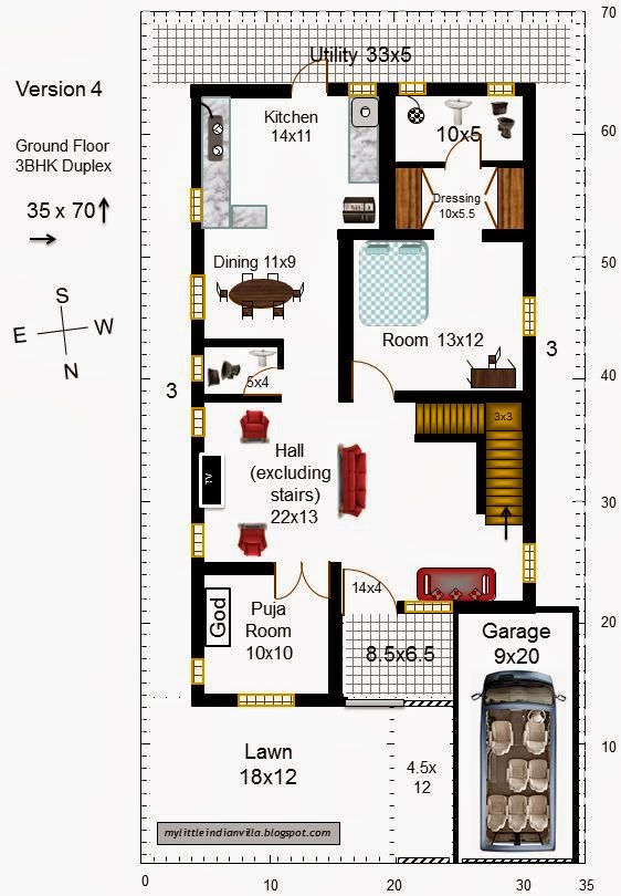 My Little Indian Villa 14R7 Duplex house in 35x70