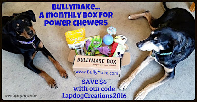 Penny & Tut say this #BullymakeBox is theirs, but you can get one of your very own and SAVE $6 off any plan with coupon code LapdogCreations2016 #LapdogCreations