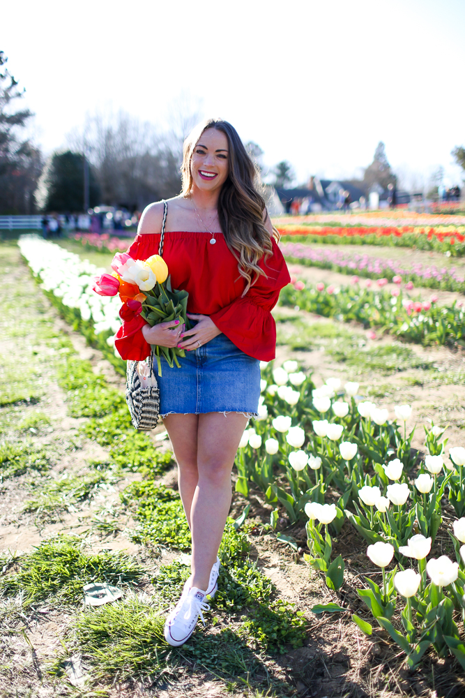 Skirt + Sneakers in Tulip Field