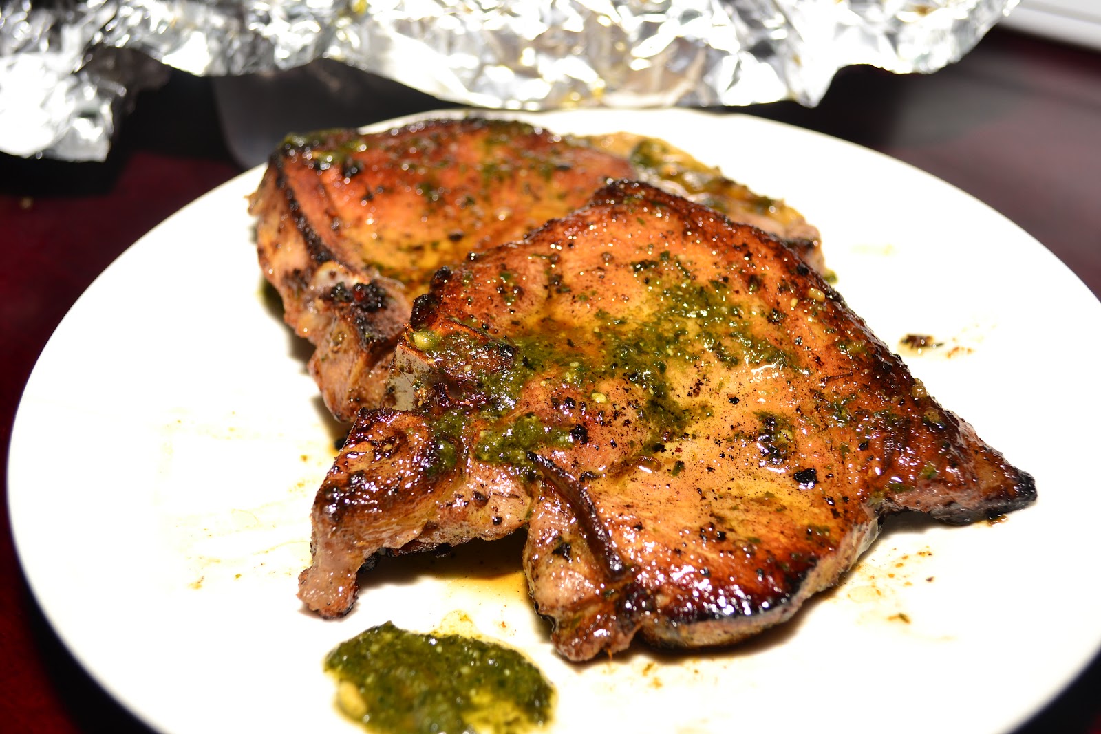 Frugal Gourmet Pesto Buttered Porkchops