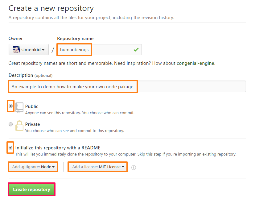 製作 node 套件 (I) - New Repository