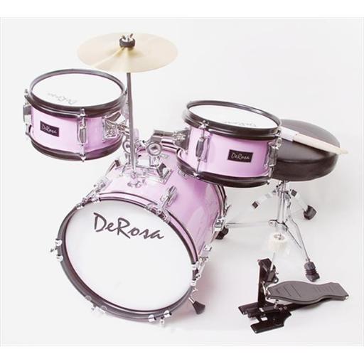 De Rosa DRM312-MPK 12 in. Kids Children Drum Set in Pink - 3 Piece Set
