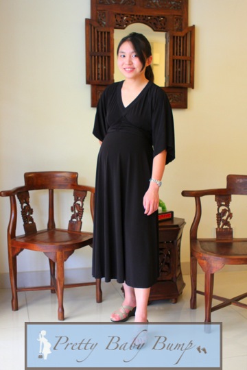 Pretty Baby Bump: Black Butterfly Sleeves Maternity Dress