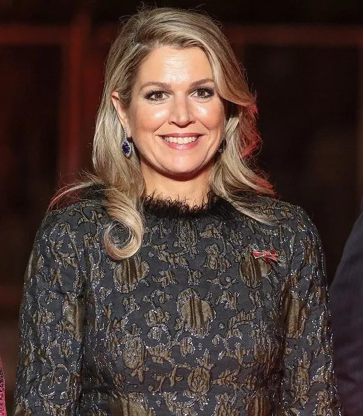 Queen Maxima wore Natan Dress from Natan Couture FW17 Collection. Palatinate's prime minister Malu Dreyer and her husband Klaus Jensen
