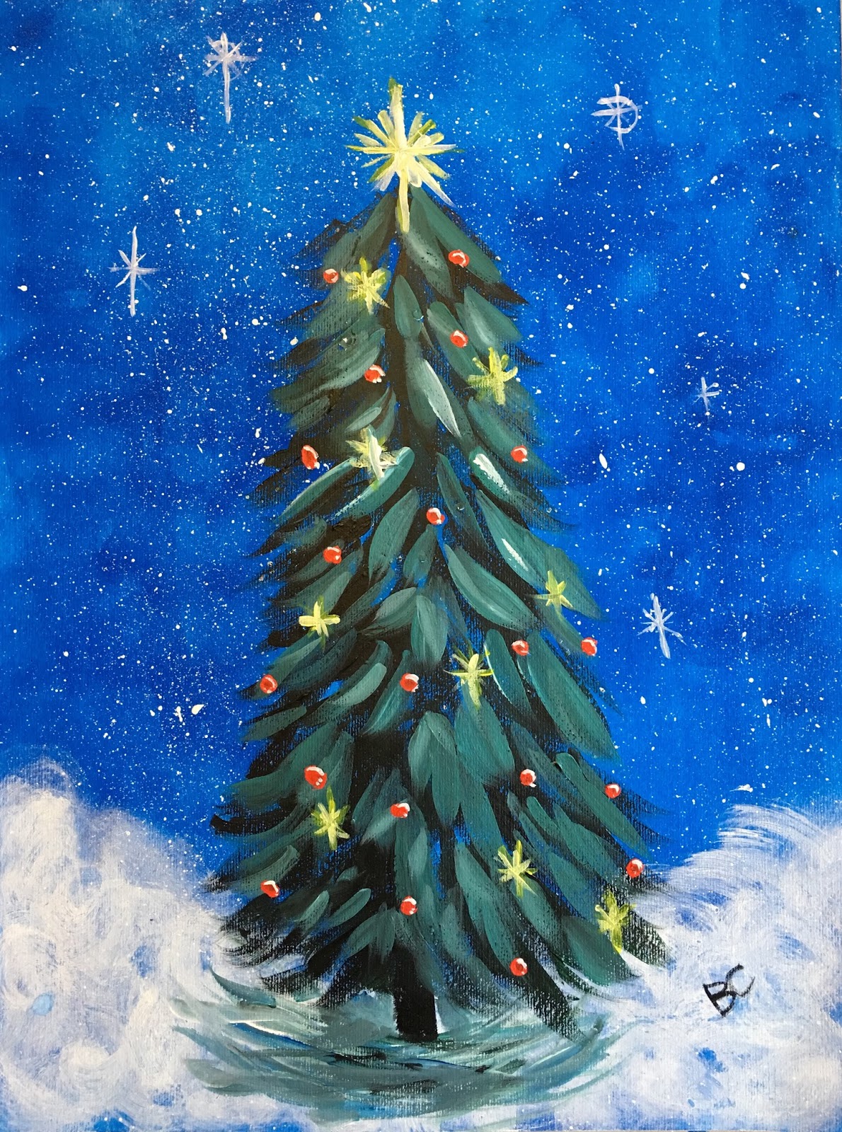 Art Room Britt: Christmas Tree in Acrylic Techniques