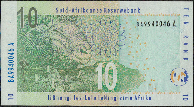South African Money 10 Rand banknote 2005 South African merino sheep